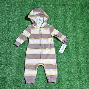 Carter's Striped Brown and Yellow Hooded Footie